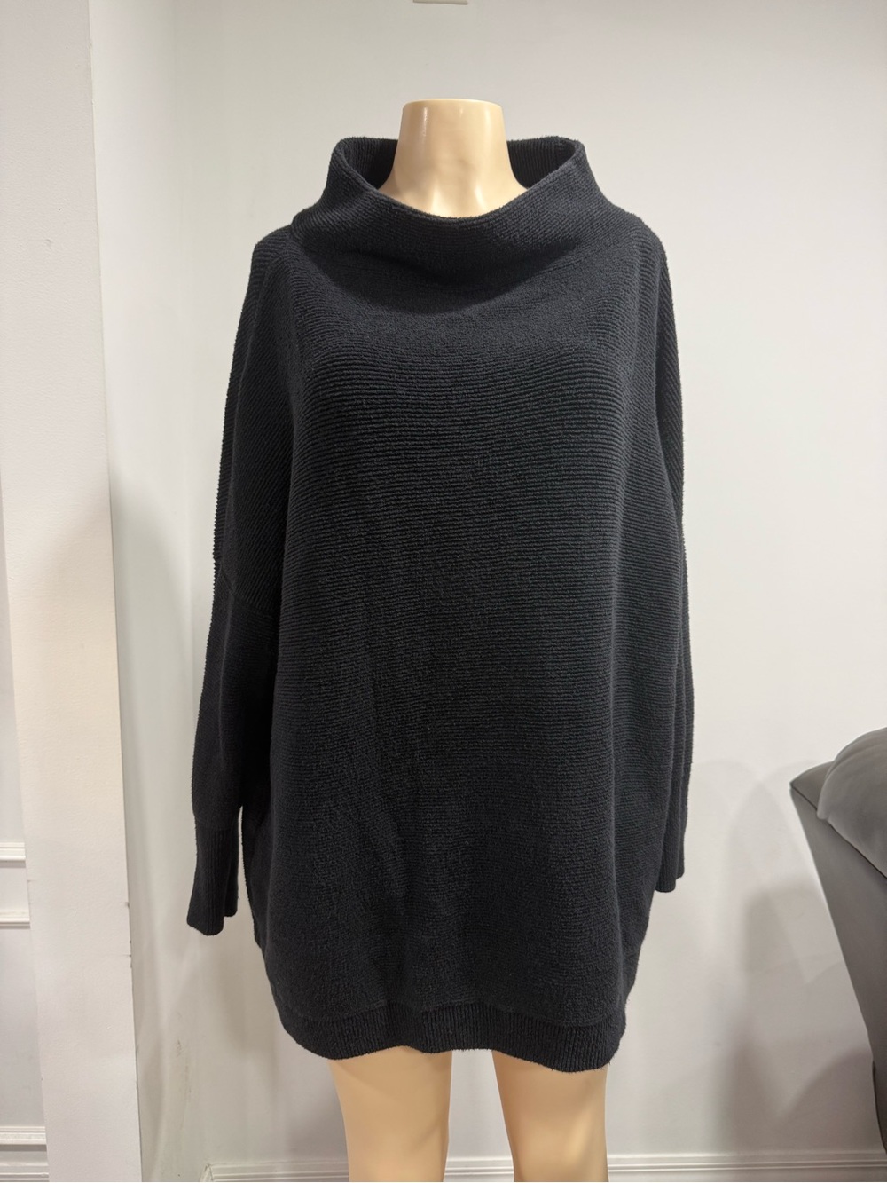 Free People Black Oversized Cowl Sweater